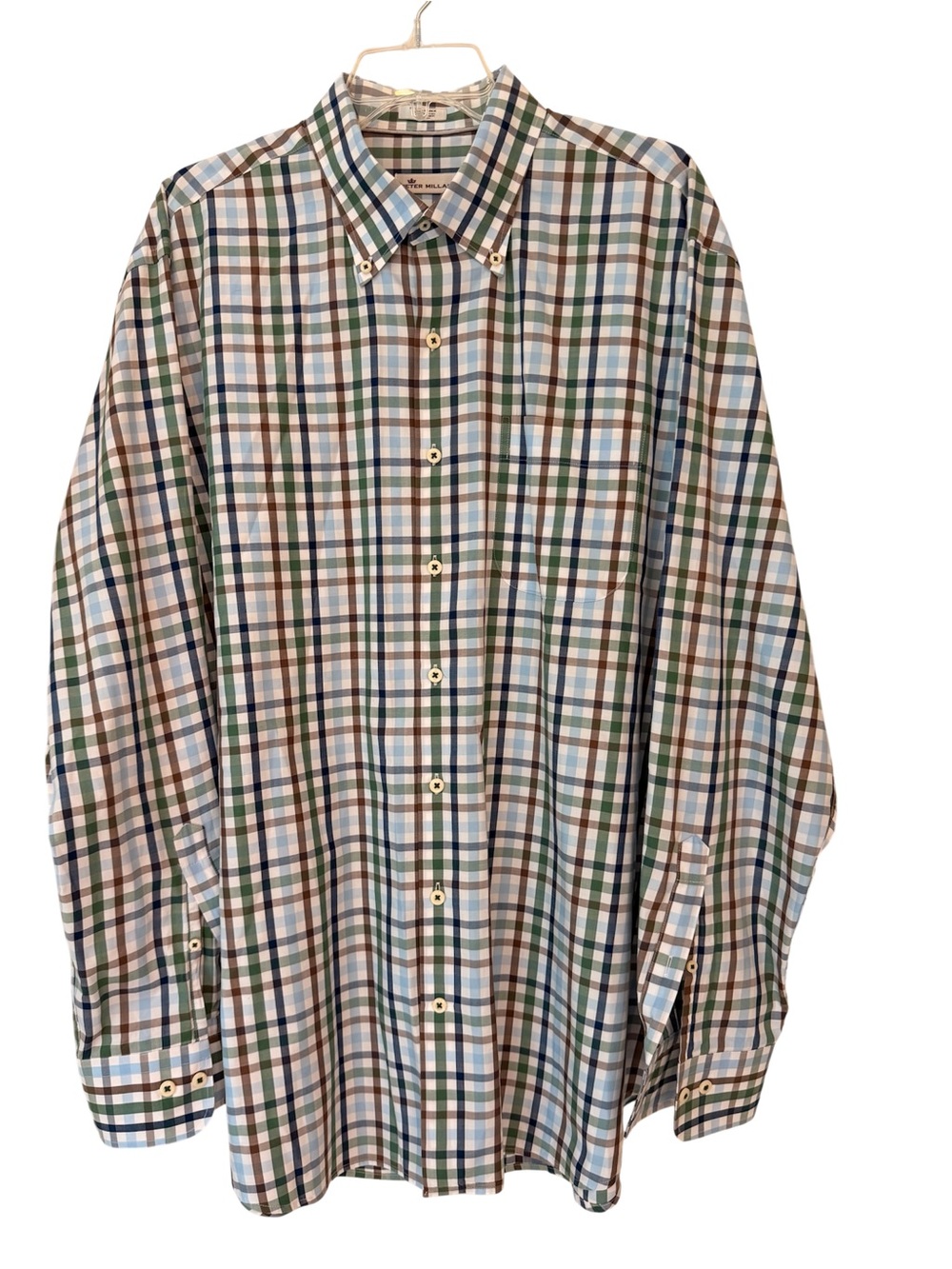 Peter Millar Button Down Sport Shirt, Long Sleeve, Collared, Multi Color, Sz XL